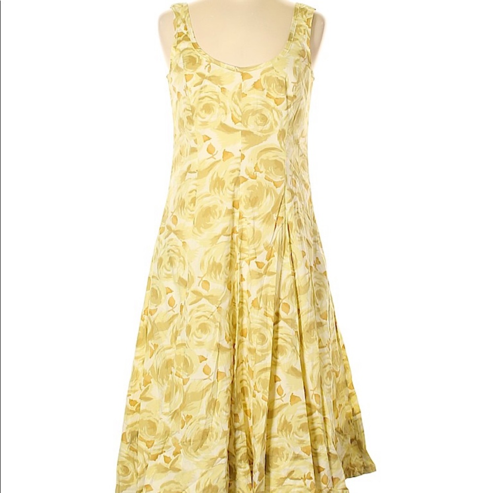 Talbots Yellow Floral Print Dress